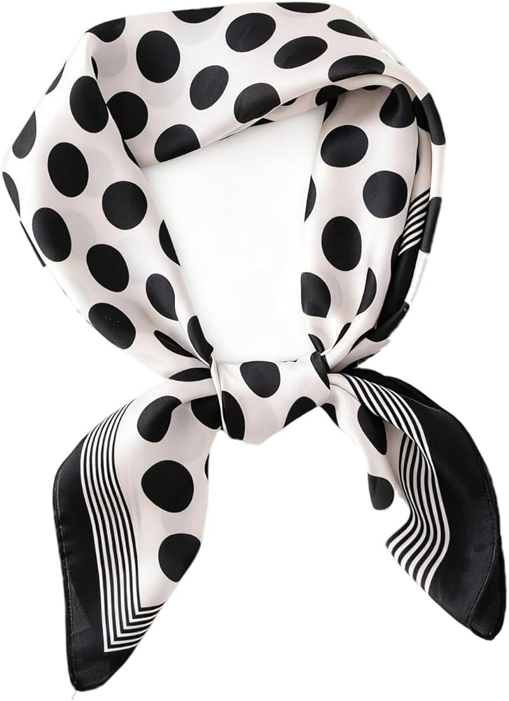 1950s 27.5 Inch Polka Dots Silk Head Scarf for Women Satin Hair Neck Scarf Wrap Lightweight Banda... | Amazon (US)