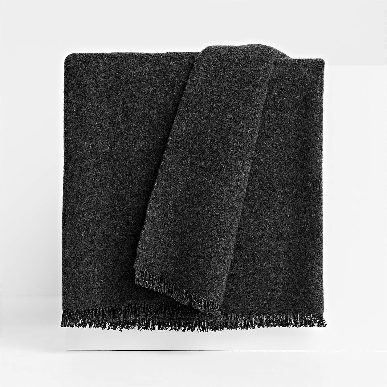 Italian 70"x55" Cashmere Blend Charcoal Throw Blanket | Crate & Barrel | Crate & Barrel