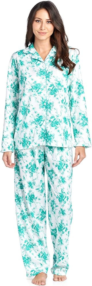 Casual Nights Women's Embroidered Contrast Print Long Sleeve Pajama Set | Amazon (US)