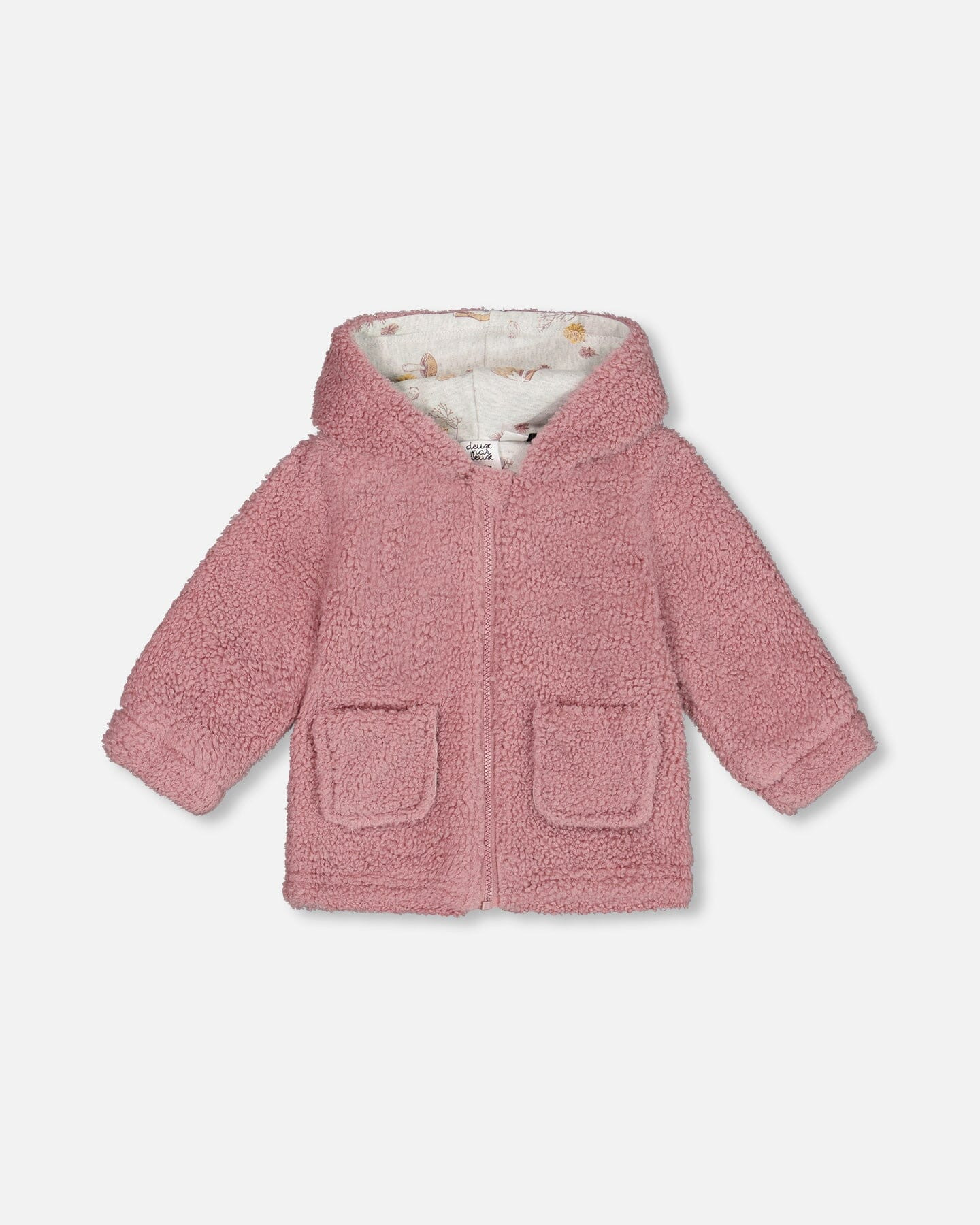 Sherpa Hooded Zip Jacket Woodrose - Deux par Deux | Deux par Deux Childrens Designer Clothing