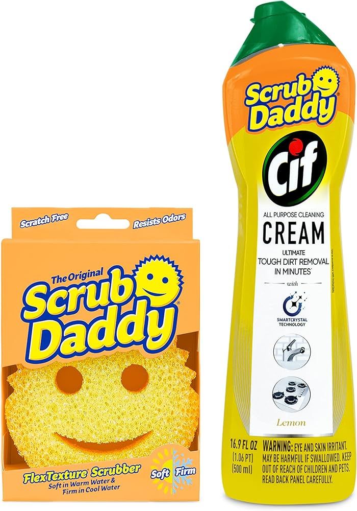 Scrub Daddy OG + Cif All Purpose Cleaning Cream, Lemon - Multi Surface Household Cleaning Cream S... | Amazon (US)