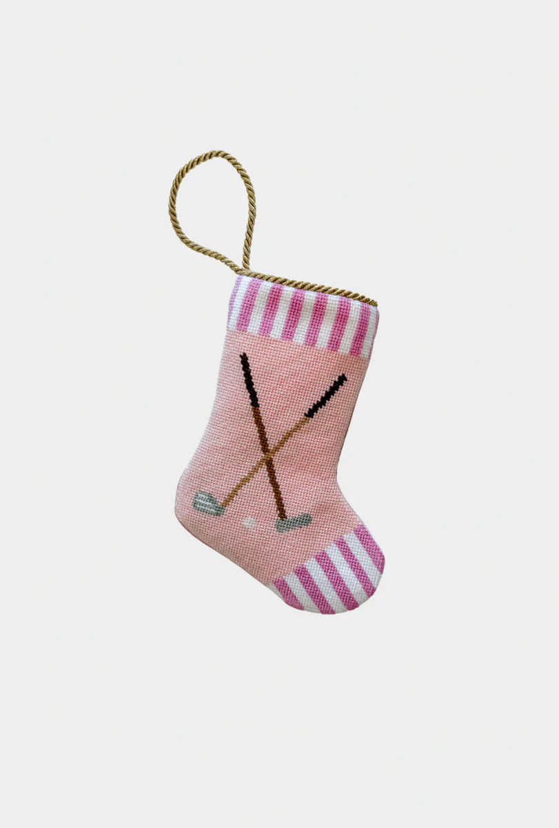 Tee Time Tidings in Pink (Golf Clubs) | Bauble Stockings