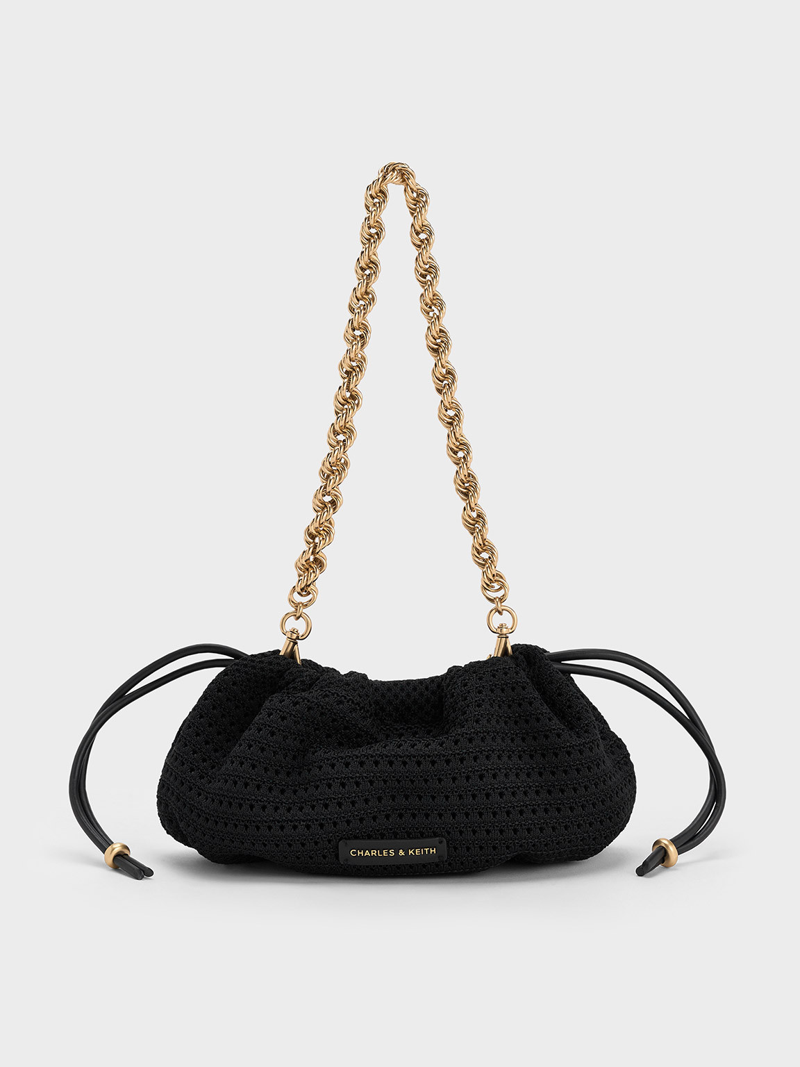 Black Ida Knitted Chain-Handle Clutch | CHARLES & KEITH UK | Charles & Keith UK