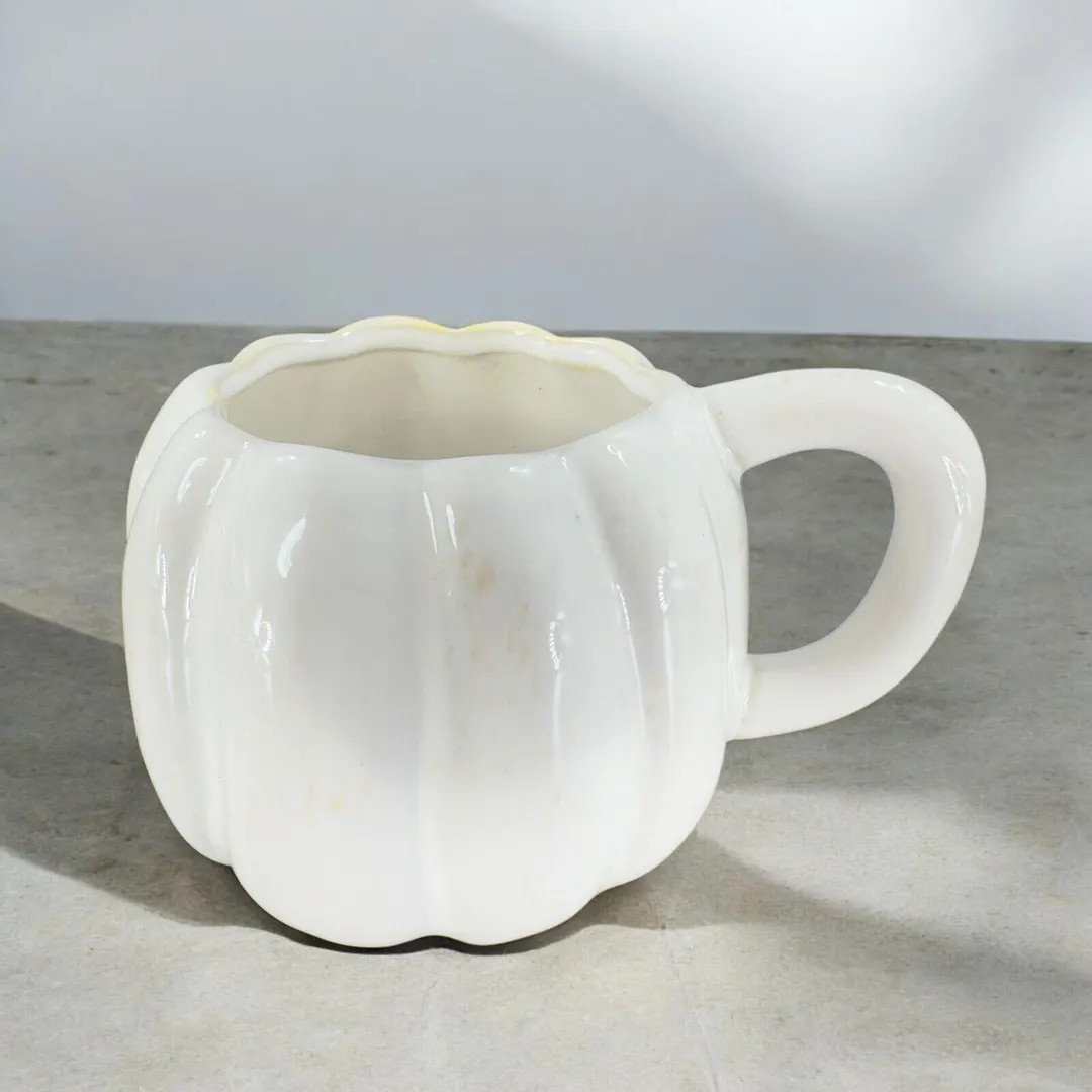 Anthropologie Fall Autumn White Large Ceramic Pumpkin Coffee Mug Cup Whimsical - Etsy | Etsy (US)