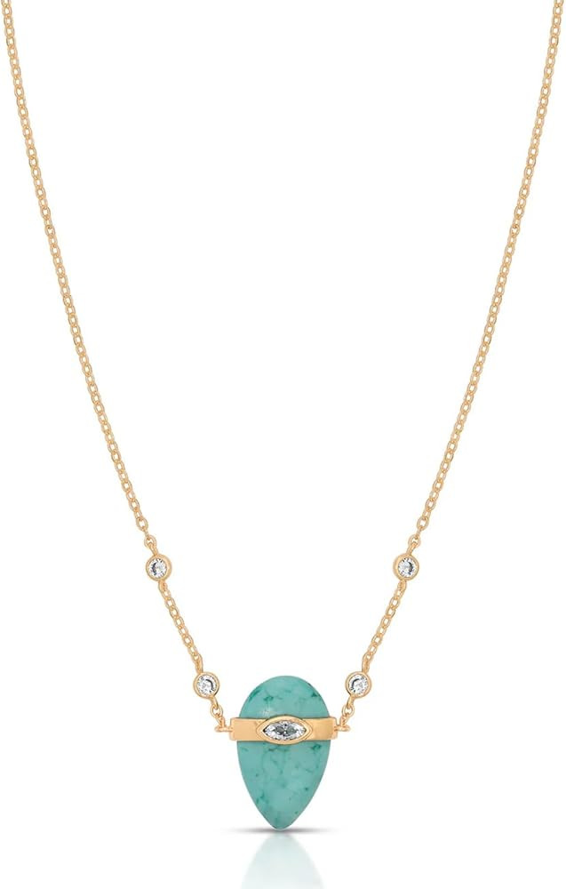 Ettika Turquoise Solstice Necklace. Necklaces For Women. Western Jewelry. Dainty Gold Turquoise Pendant Necklace in 18K Gold Plated | Amazon (US)