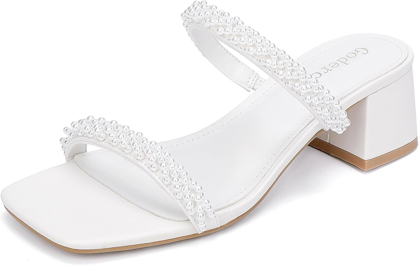 Women's Chunky Block Low Heeled Sandals Two Strap Square Open Toe Slip On Mule Heels | Amazon (US)