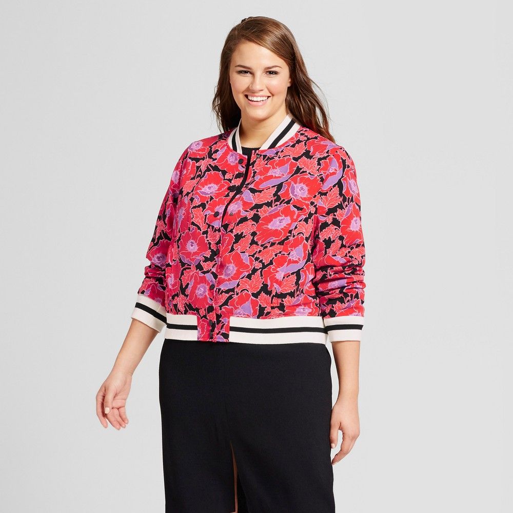 Women' Plu ize Varity Bomber Jacket - Who What Wear™ Floral | Target