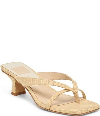 Dolce Vita Brevel Raffia Thong Kitten Heel Dress Sandals | Dillard's | Dillard's