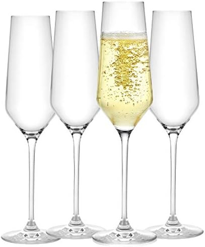 JoyJolt Champagne Flutes – Layla Collection Crystal Champagne Glasses Set of 4 – 6.7 Ounce Capacity  | Amazon (US)