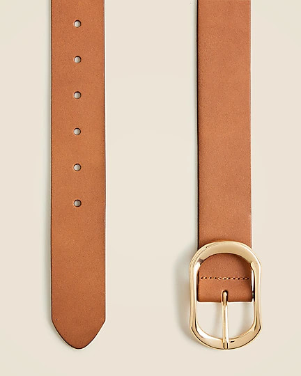 Oval buckle belt in Italian leather | J. Crew US