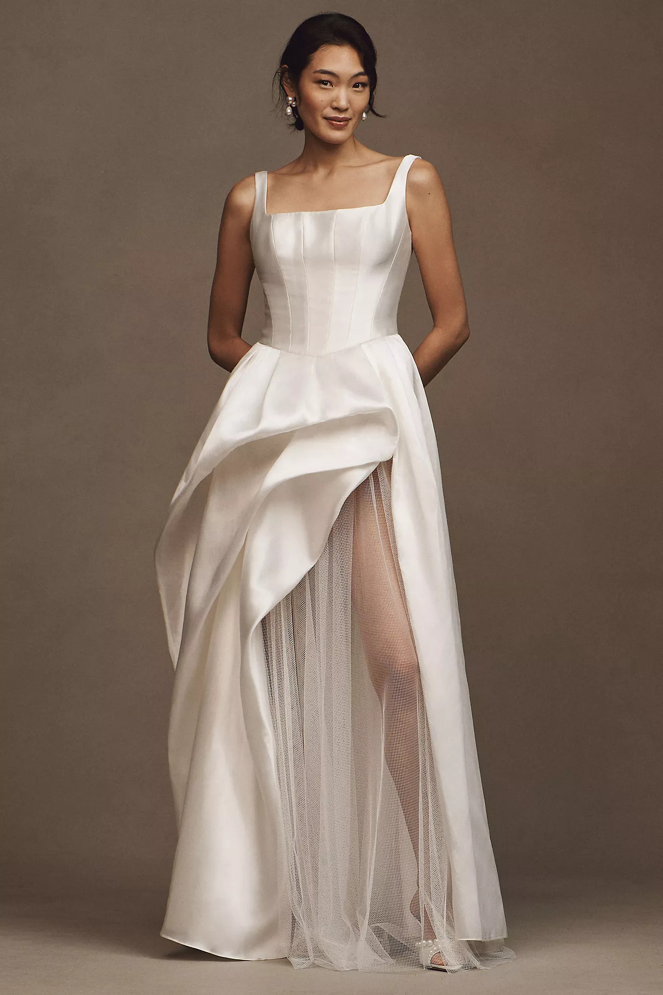Willowby by Watters Pia Sleeveless Drop-Waist Mikado Wedding Gown | Anthropologie (US)