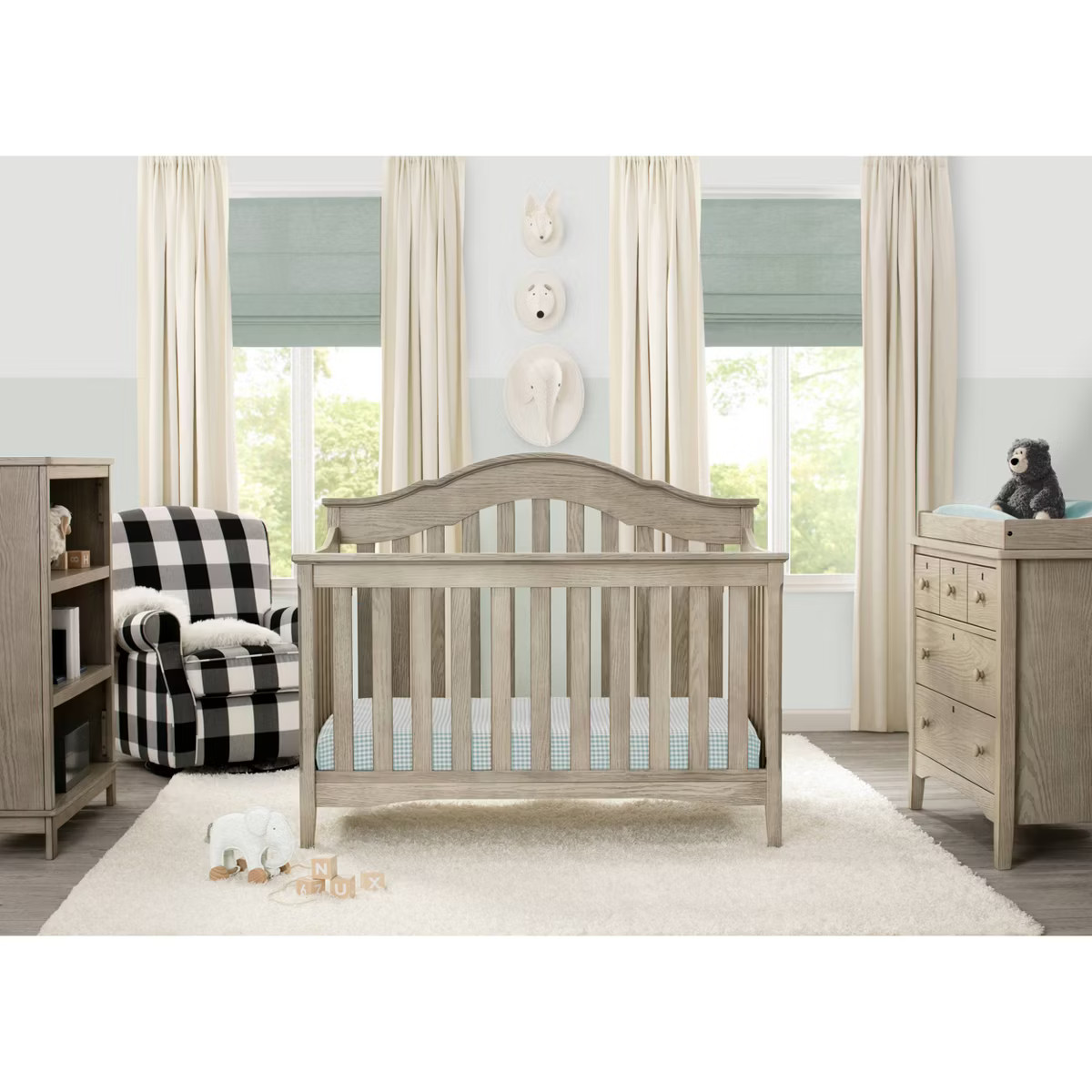 Delta Children Farmhouse 6-in-1 Convertible Crib - Textured Limestone | Target