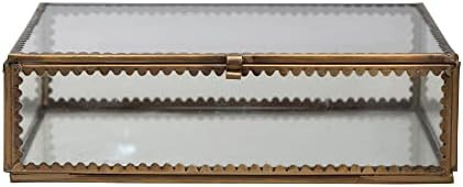 Creative Co-Op Brass and Glass Display Box with Scalloped Edges, Antique Finish | Amazon (US)