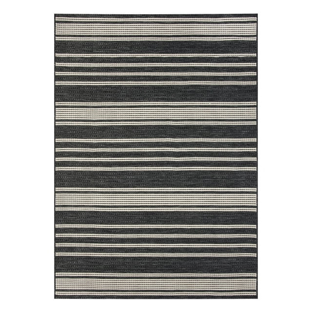 Better Homes & Gardens Black & White Stripe 7' x 10' Outdoor Rug - Polypropylene/Polyester | Walmart (US)