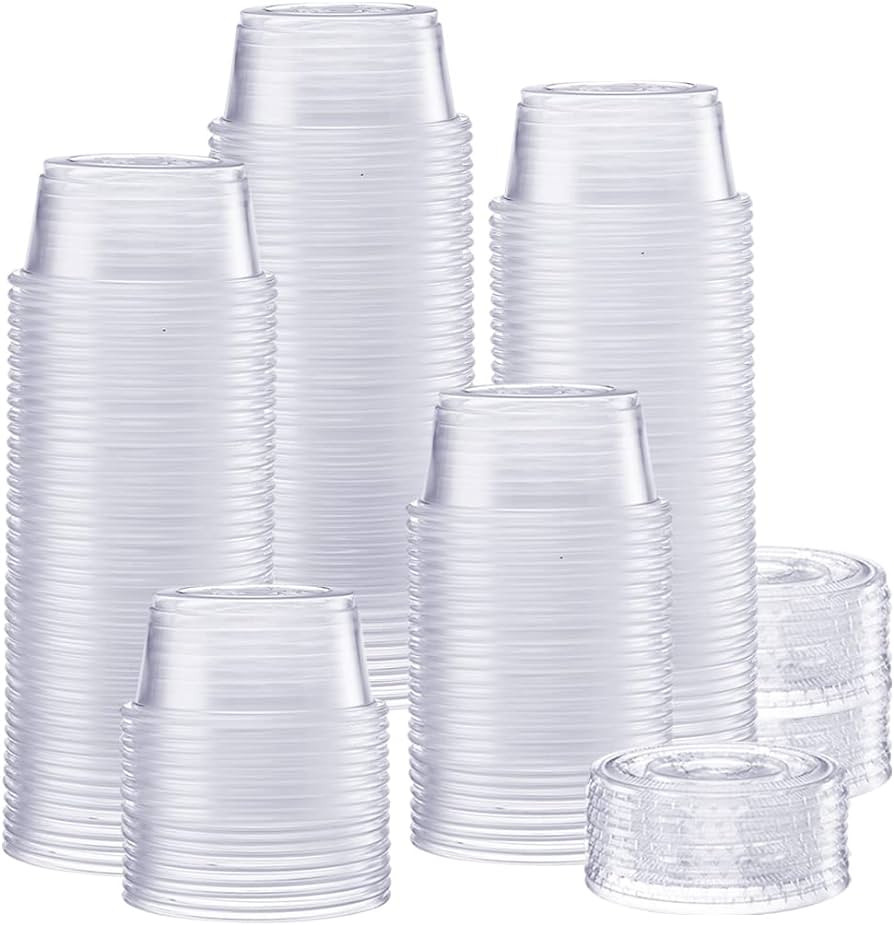 Comfy Package [2 oz. - 200 Count Clear Disposable Plastic Portion Cups with Lids - Soufflé Cups,... | Amazon (US)