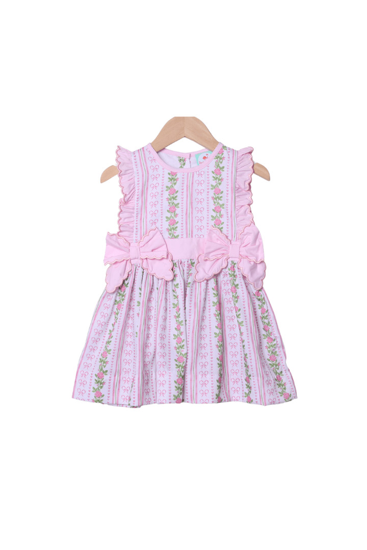Fancy Floral Ruffle Bow Dress | The Smocked Flamingo