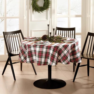 Christmas Classic Holiday Plaid Cotton 70" Round Tablecloth | Wayfair North America