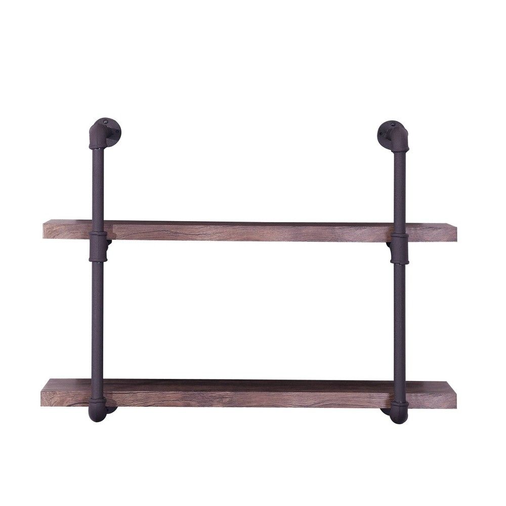 Tarian Industrial Wall-Mounted Shelf Dark Brown - Christopher Knight Home | Target