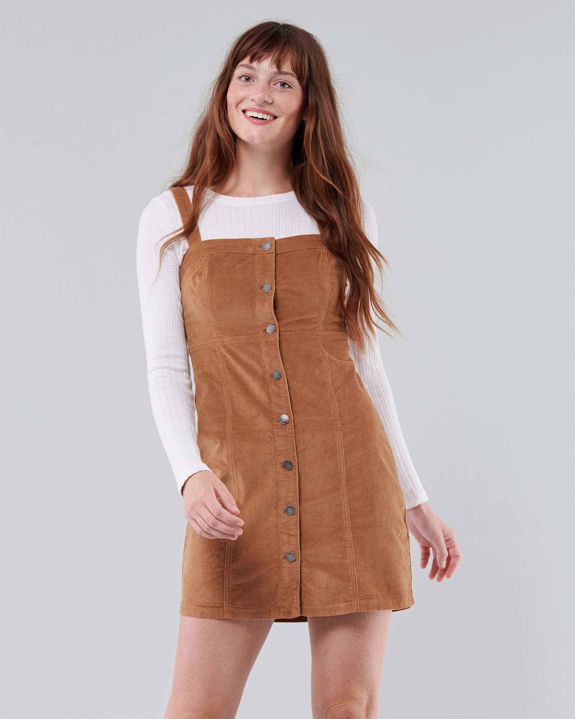 Stretch Corduroy Square-Neck Mini Dress | Hollister (US)
