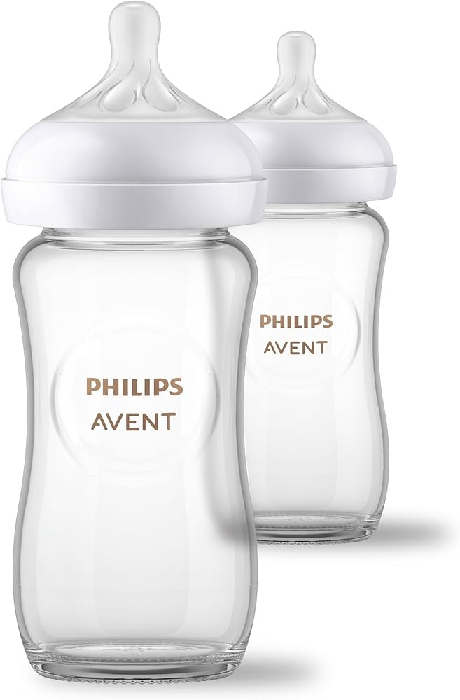 Philips Avent Natural Glass Baby Bottles with Natural Response Nipples (Medium Flow, Flow 3), 8oz... | Amazon (US)