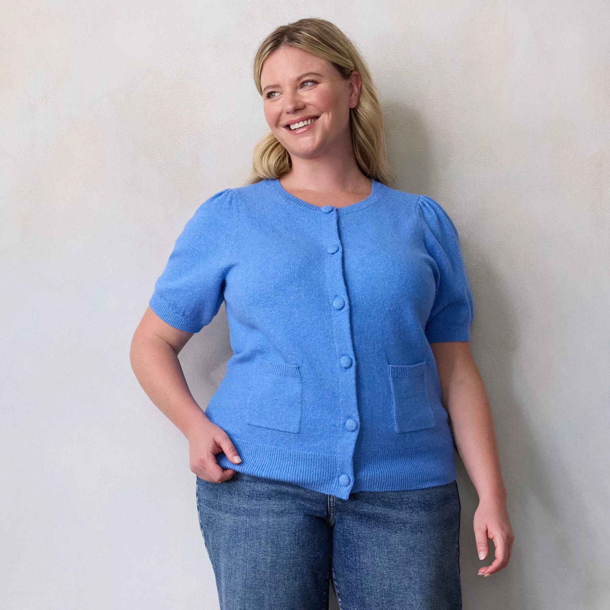 Plus Size LC Lauren Conrad Short Sleeve Cardigan | Kohl's