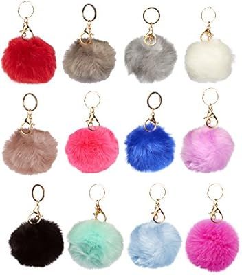 1 Dozen of Faux Fur Pom Pom Keychains (J2208 Pack B) | Amazon (US)