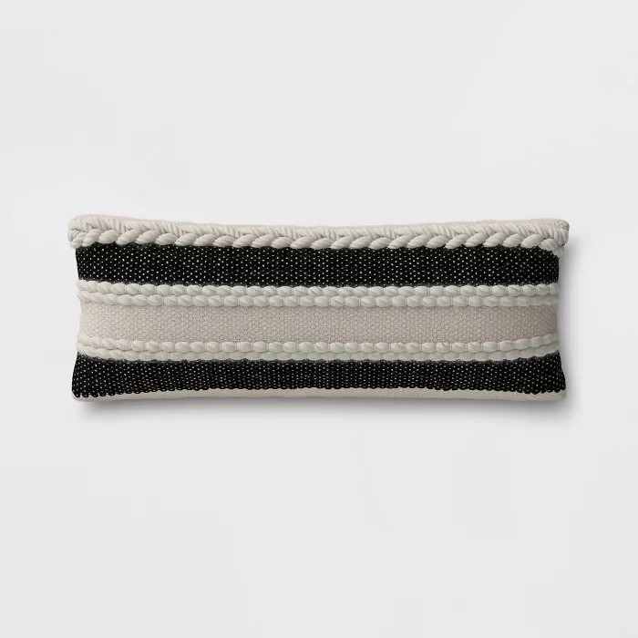 Stripe Outdoor Lumbar Decorative Pillow Black - Threshold™ | Target