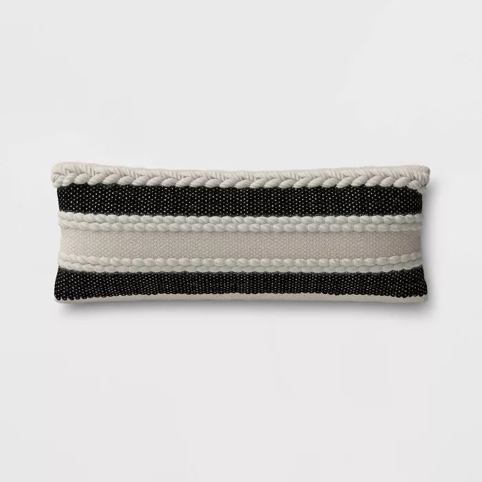 Stripe Outdoor Lumbar Decorative Pillow Black - Threshold™ | Target