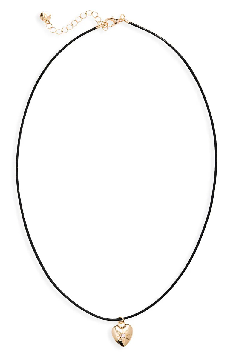 Puffy Heart Pendant Cord Necklace | Nordstrom