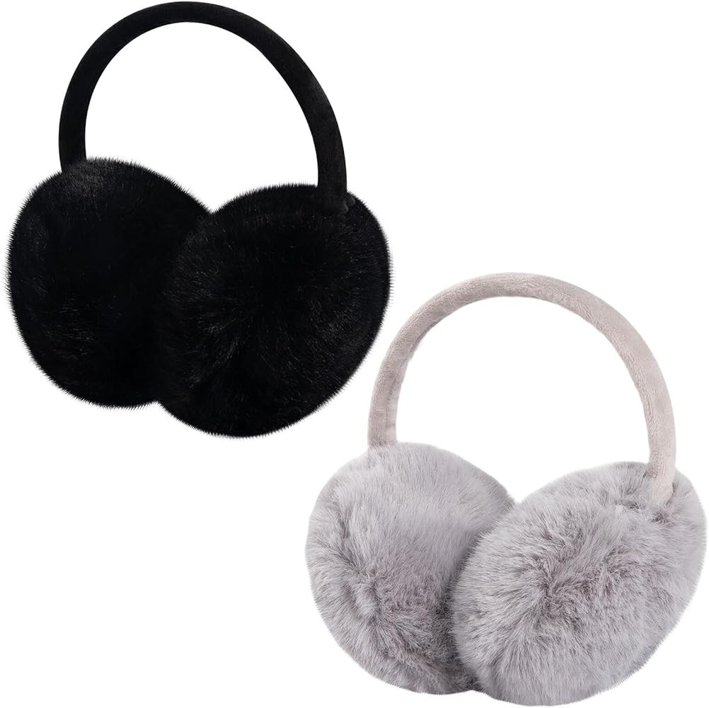 MADHOLLY 2 Pack Adjustable Faux Fur Earmuffs- Soft Warm Ear Muffs for Winter Women Men | Amazon (US)