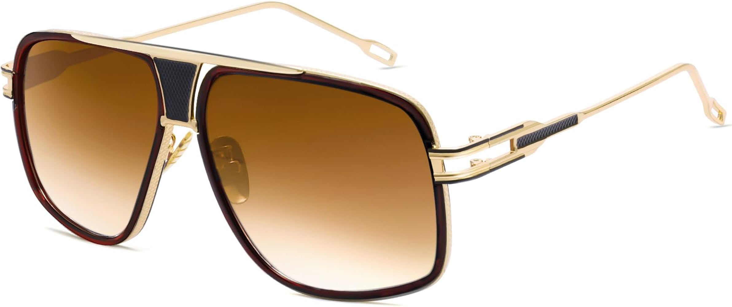 Oversized 70s Aviator Sunglasses for Men Disco Sun Glasses Cool Designer Tinted Shades Gold Alloy... | Amazon (US)