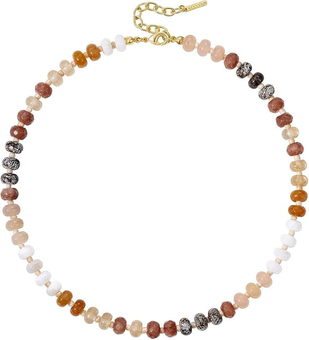 KissYan Beaded Necklaces for Women, Gemstone Bead Handmade Choker | Amazon (US)
