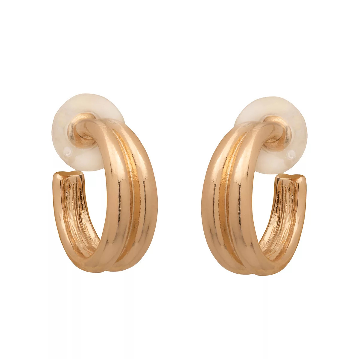 LC Lauren Conrad Gold Tone Double Row Small Hoop Earrings | Kohl's