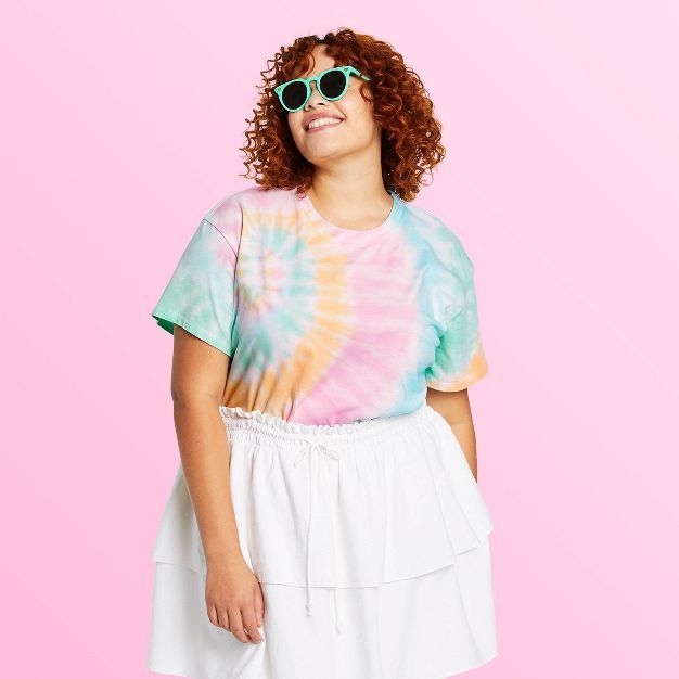 Women's Short Sleeve Boxy Tie-Dye T-Shirt - Stoney Clover Lane x Target Rainbow | Target