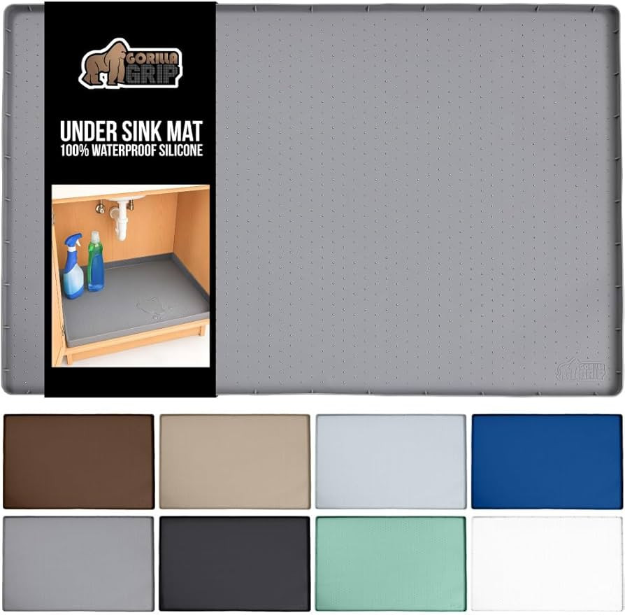 GORILLA GRIP Waterproof Silicone Under Sink Mat with Raised Lip for Kitchen and Bathroom, 34 x 22... | Amazon (US)