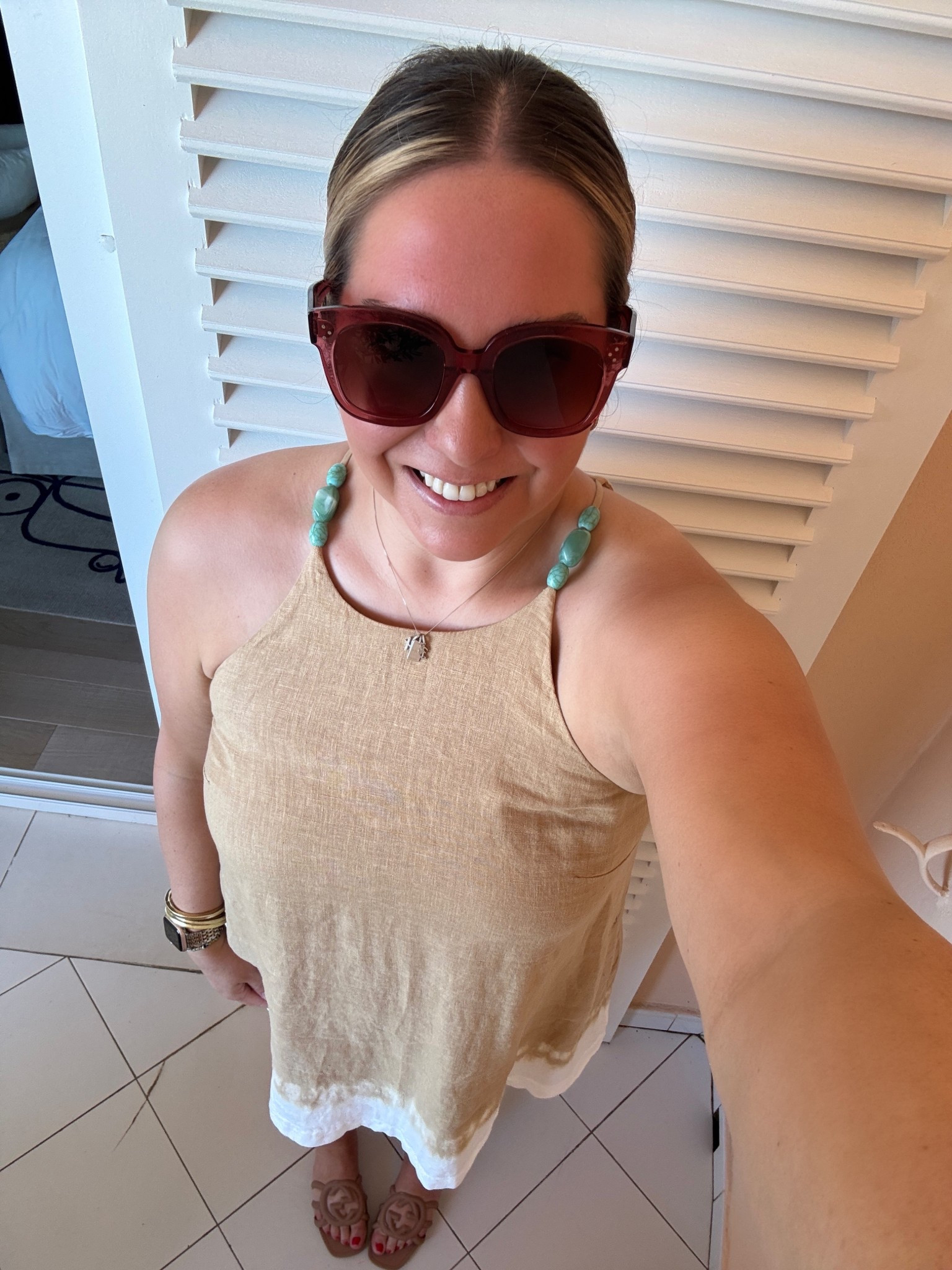 Headed to Bagatelle for lunch here in St. Tropez. Linen is the way to go here because it’s so breathable. I love the detail in the shoulders of this dress and it went perfect with my sandals. I added my pink sunglasses for a pop of color  

#LTKShoeCrush #LTKTravel #LTKSummerEdit