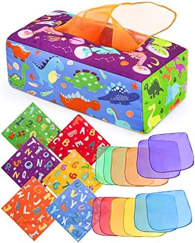DINORUN Baby Toys 6 to 12 Months - Montessori Toy for Babies and Toddlers Tissue Box Toy Learning... | Amazon (US)