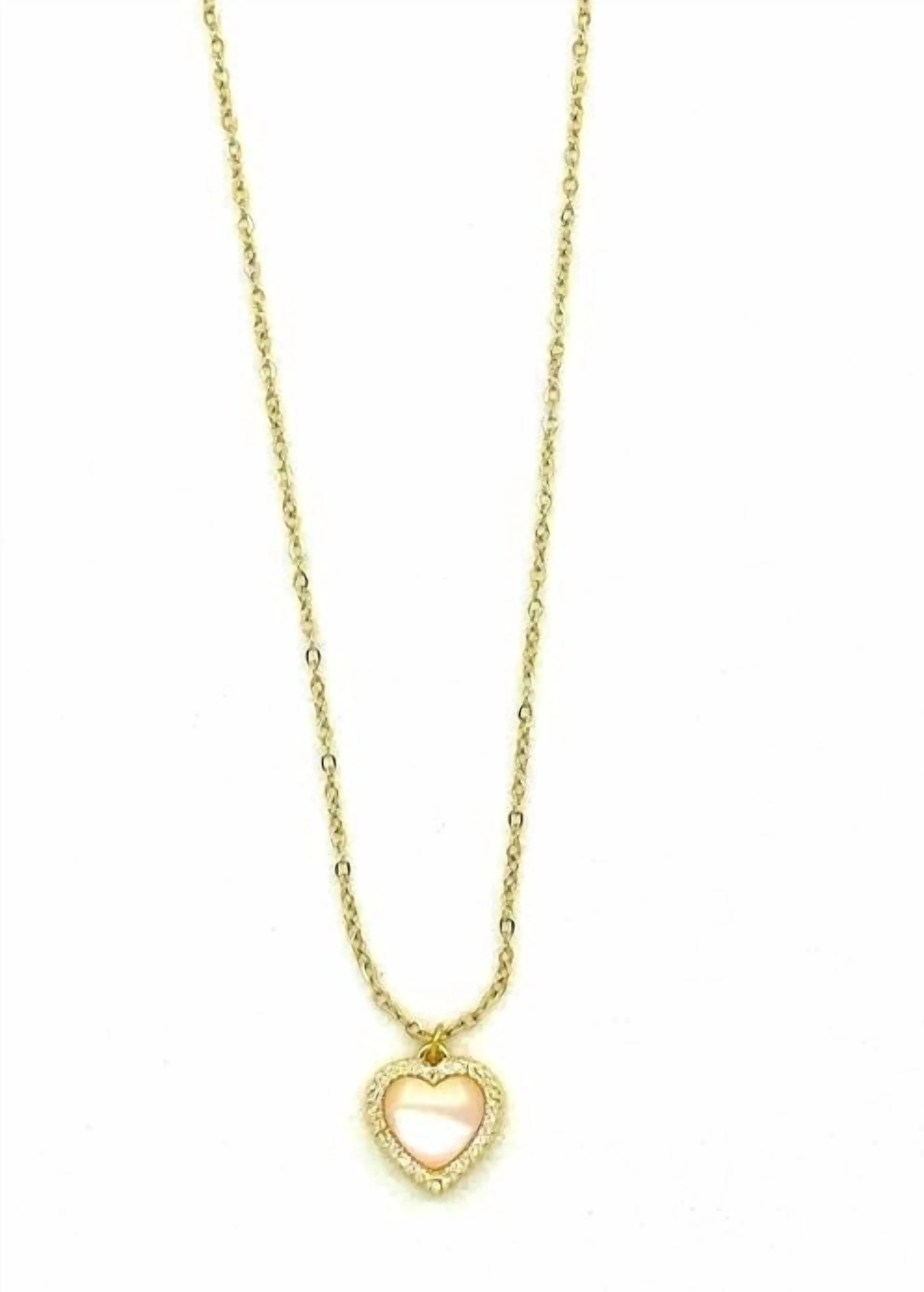 Dainty Heart Pendant Necklace with Pink Opal Center, Gold Plated Women’s Jewelry – Malibu Sun... | Walmart (US)