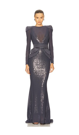 Mimicry 2 Piece Gown in Grey | Revolve Clothing (Global)