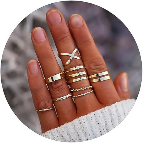 FINETOO 8 PCS Simple Knuckle Midi Ring Set Vintage Plated Gold/Silver for Women/Girl Finger Stack... | Amazon (US)