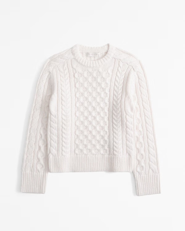 Women's The A&F Madeline Wool-Blend Cable Crew Sweater | Women's Clearance | Abercrombie.com | Abercrombie & Fitch (US)