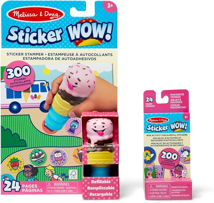 Melissa & Doug Sticker Wow!™ Ice Cream Bundle: 24-Page Activity Book, Refillable Sticker Stampe... | Amazon (US)
