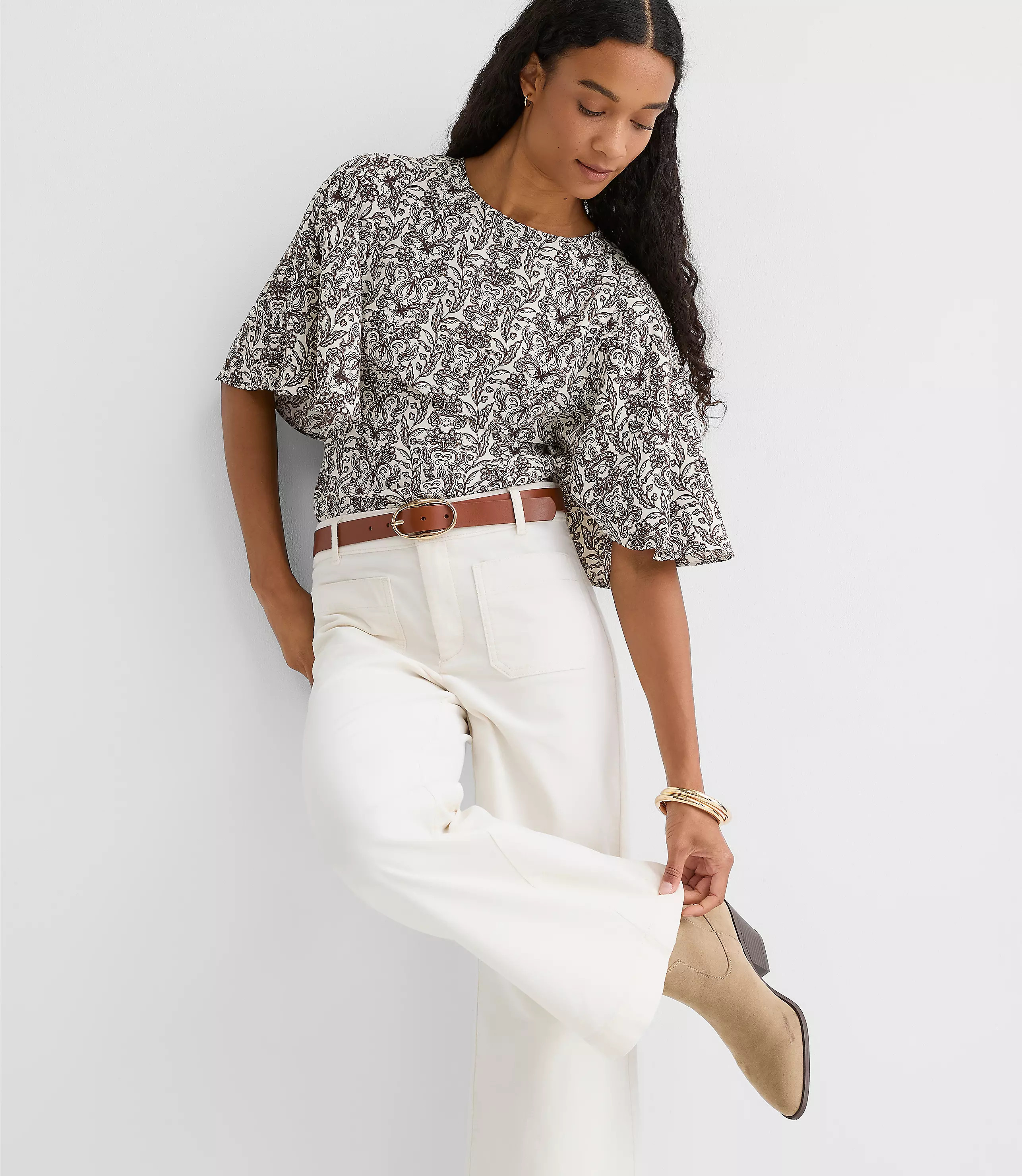 Lace Garden Cape Sleeve Top | LOFT