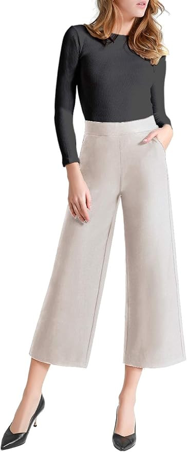 Tsful Women's Casual Loose Wide Leg Pants Pull On Dress Pant | Amazon (US)