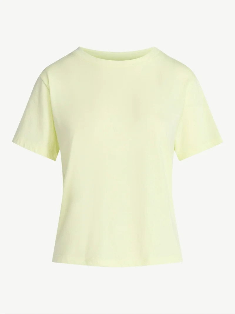 Free Assembly Women's and Women's Plus Cotton Cropped Boxy Tee with Short Sleeves, Sizes XS-4X | Walmart (US)