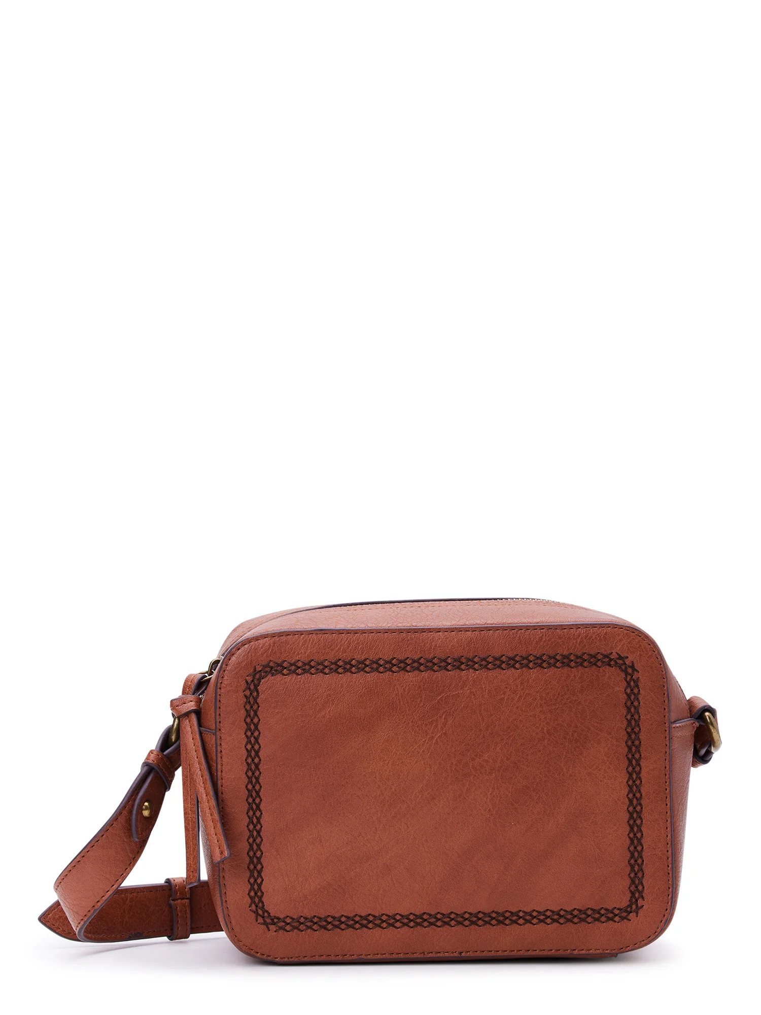 Time and Tru Women's Addie Camera Crossbody Handbag, Cognac - Walmart.com | Walmart (US)