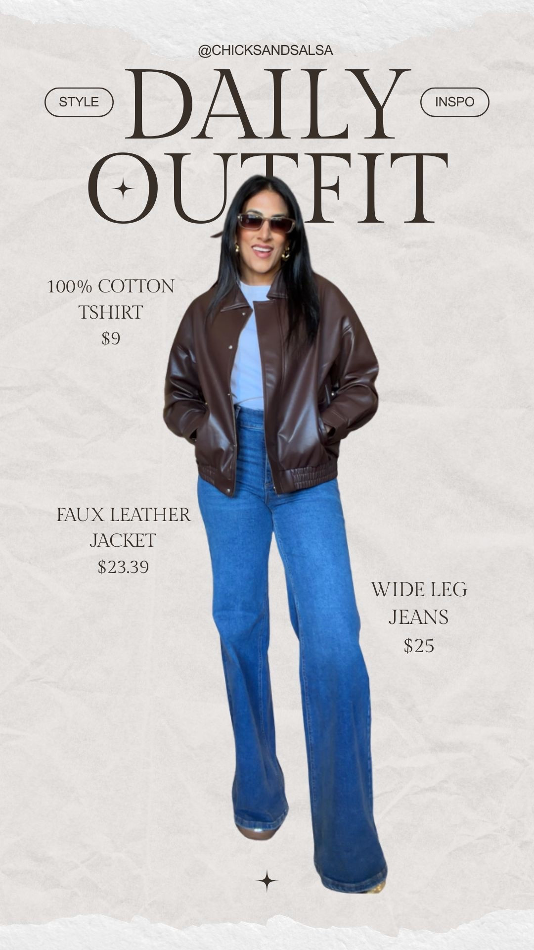 A classic ootd that doesn’t break the bank! 
Walmart finds leather jacket wide leg jeans 

#LTKgrwm #LTKootd #LTKSpringSale