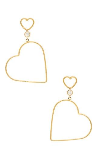 Ettika Double Heart Earrings in Gold | Revolve Clothing (Global)