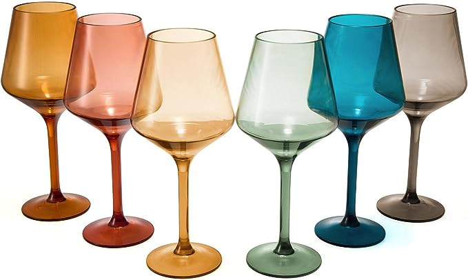 The Wine Savant European Style Plastic Crystal, Stemmed Wine Glasses | Set of 6 | Acrylic Tritan,... | Amazon (US)