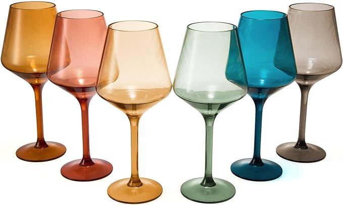 European Style Plastic Crystal, Stemmed Wine Glasses | Set of 6 | Acrylic Glasses Tritan Drinkwar... | Amazon (US)